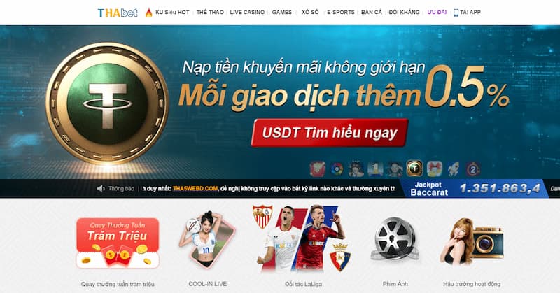 Phần thưởng nạp tiền Thabet lần đầu 200%